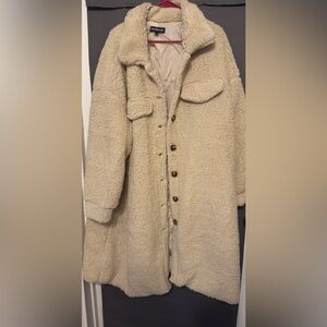 Women's Cream Sherpa Coat